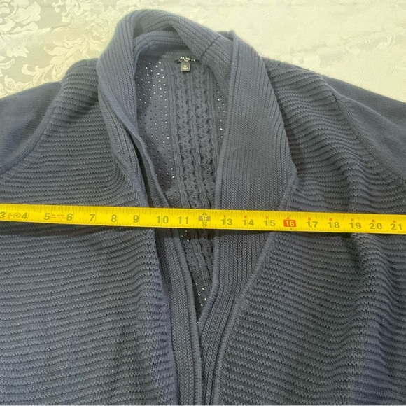 Talbots Women's Cotton Blend Open Front Navy BlueShawl Cardigan Sweater Size 1X - Picture 5 of 7